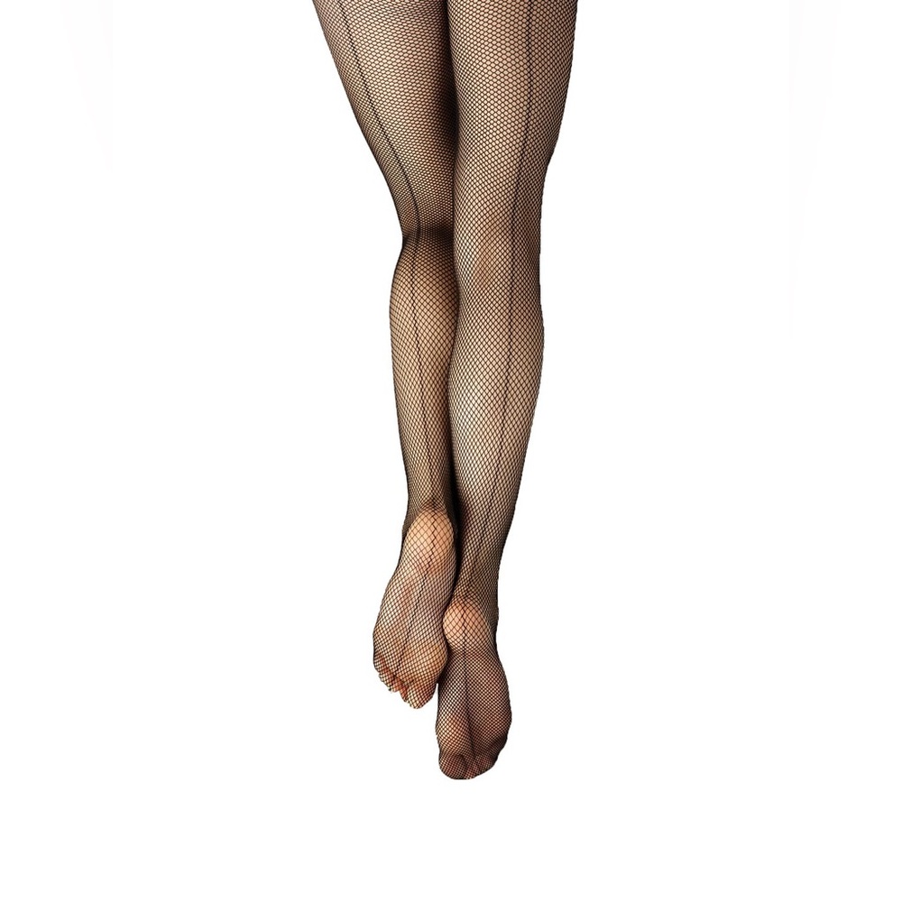 Capezio Studio Basics seamed fishnet tights, black OS, fits child sizes 8-12